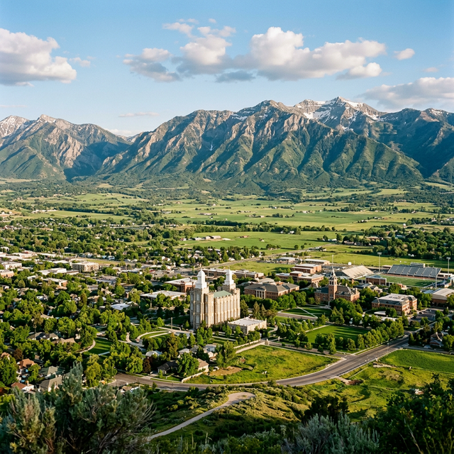Cache Valley and mountains of Logan Utah