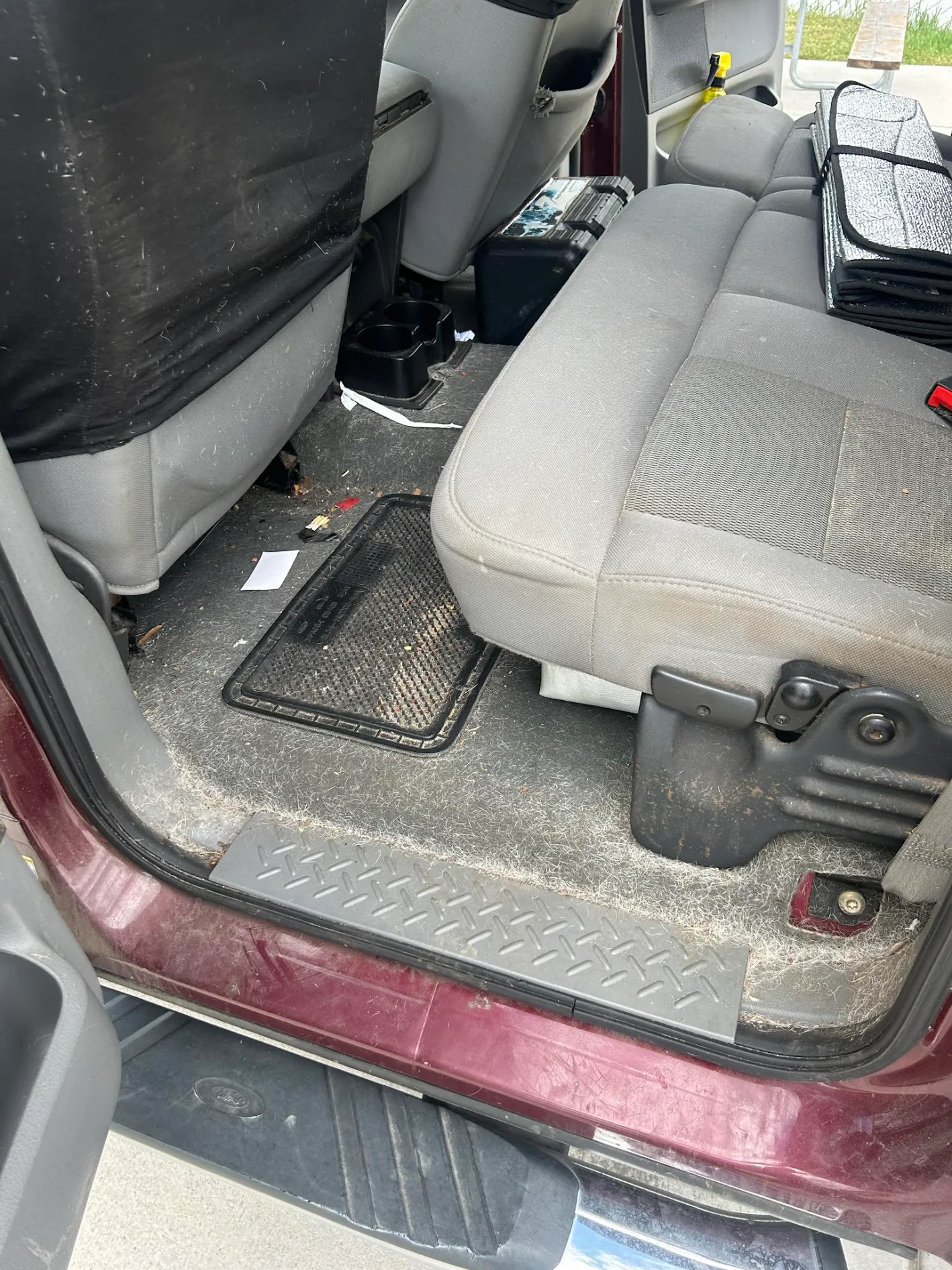 Work truck with dull paint before professional gloss restoration and hand wax mobile detailing in Layton UT